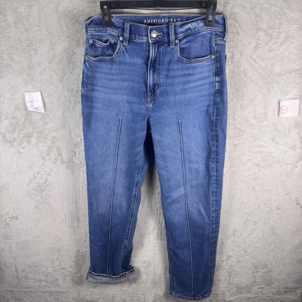 American Eagle Super High-Rise Ankle Straight Blue Seam Front 6 Reg Selvedge - Picture 1 of 13